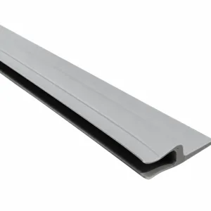 Gray generic door sweeper showing hollow seal profile and flat mounting flange