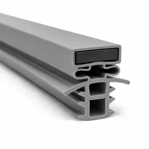 RF-40 gray magnetic refrigeration gasket profile in a professional 3D view with the flexible magnet visible inside the upper channel and hollow compression channels