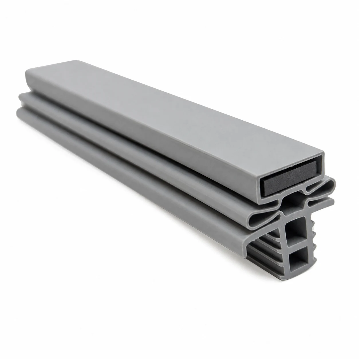 RF-41 gray magnetic refrigeration gasket profile in a realistic 3D view with flexible magnet inside the upper channel